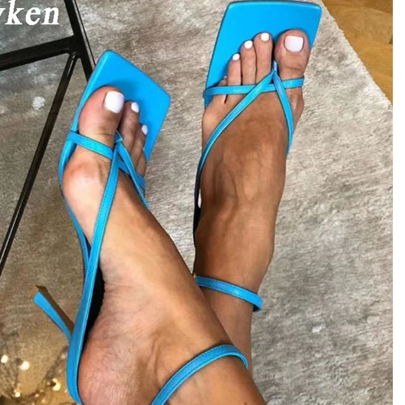 

Eilyken Gladiator Sandals High Heels Shoes Fall Best Street Look Females Square Head Open Toe Clip-On Strappy Sandals Women