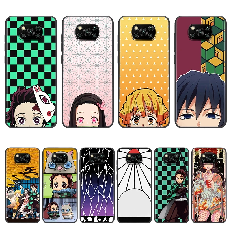 demon slayer anime for xiaomi poco x3 nfc f3 gt m3 m2 x2 f2 pro c3 f1 civi mi play mix 3 a2 a1 6x 5x black phone case free global shipping
