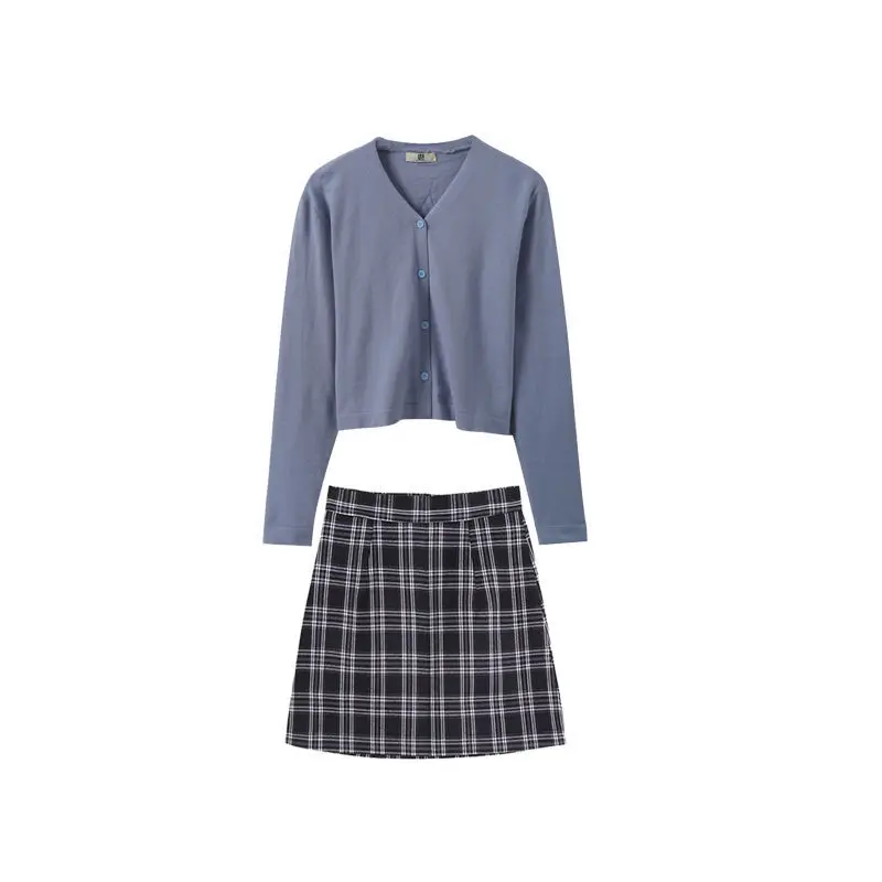 Salt Can Be Sweet Hepburn Wind Dress French Goddess Fan Strap Suit Skirt Knitted Cardigan Two-Piece Female Summer |