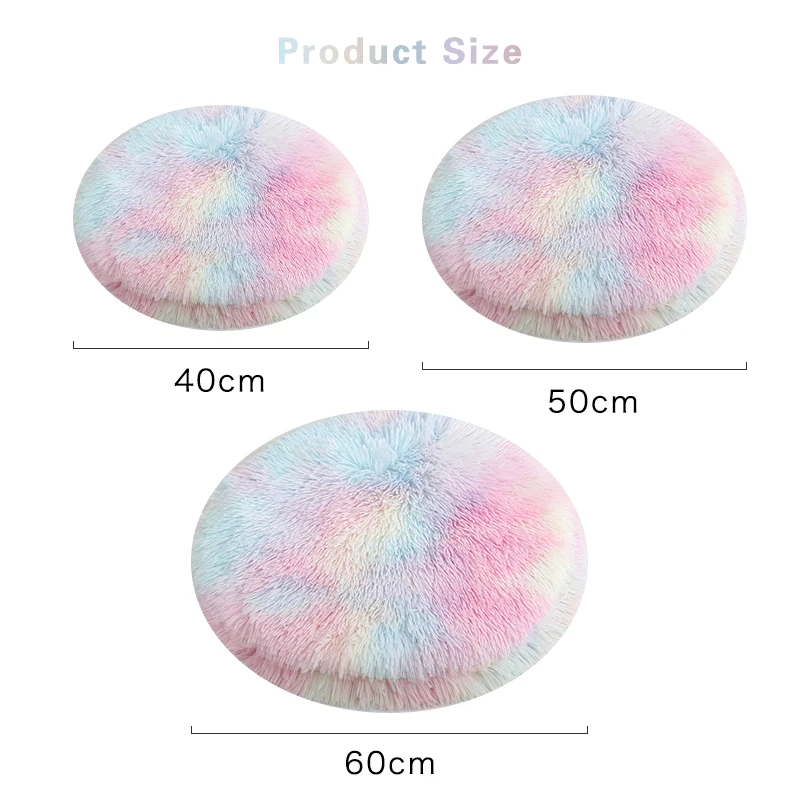 Round Dog Bed Mat Pet Sleeping For Cat Fluffy Plush Pets Cushion Puppy Teddy Soft Warm Basket Accessories | Дом и сад