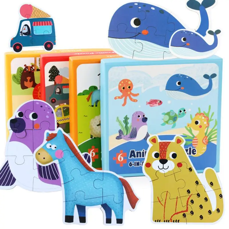 

Large Size Children Montessori Game Wooden Puzzle Toys Cartoon Marine Animal Traffic Pair Matching Wood Jigsaw Puzzles Kid Toy