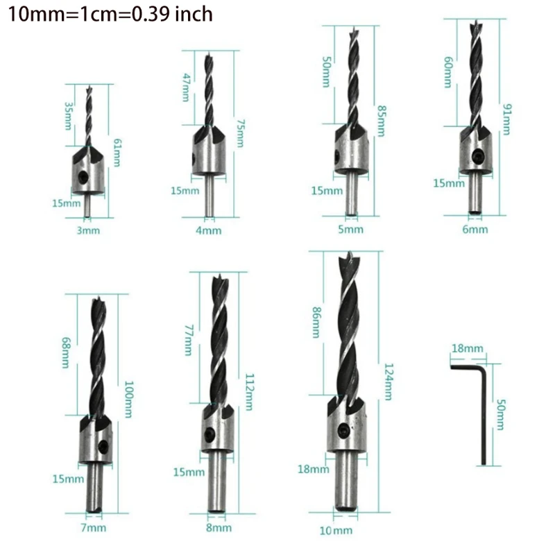

Countersink Drill Bit Set Countersink Reaming Drill Bits Woodworking Chamfer Tool Drilling Hole Woodworking Countersink