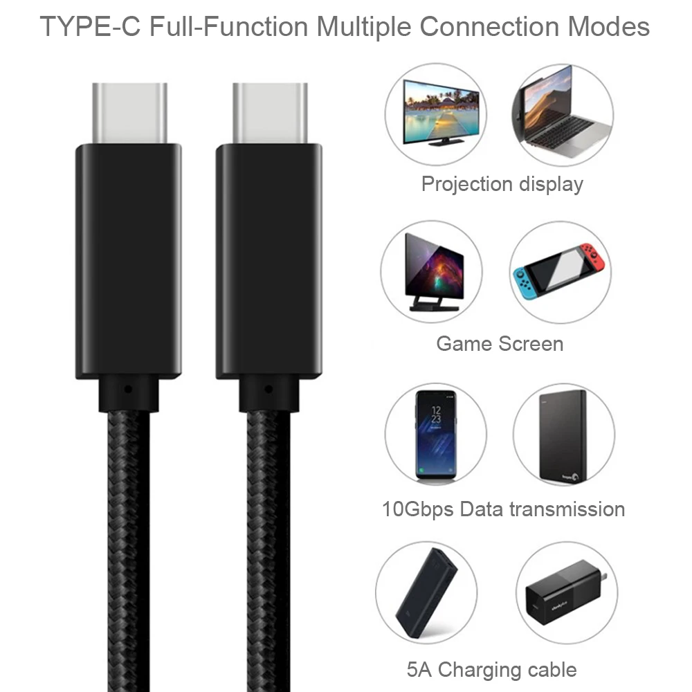Кабель USB C Type для зарядки QC 4 0 3 1 Gen 2 10 Гбит/с кабель MacBook Pro Samsung E MARK PD 100 Вт