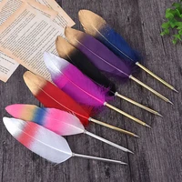 1pc novelty gold powder pens cute feather ballpoint pens kawaii plush ball pens for writing school office stationery supplies
