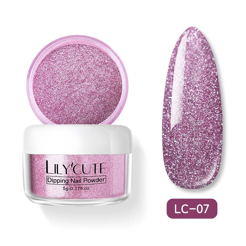 Glitter LC-07 LILYCUTE голографическое погружение ногтей Блеск порошок наборы градиентный французский порошок для ногтей цветной натуральный сухой пигмент для ногтей - Цвет: Glitter LC-07
