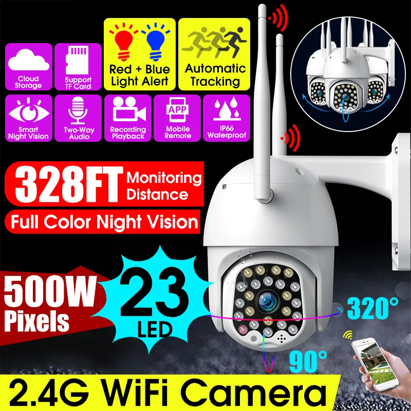 Купольная камера видеонаблюдения 1080P HD PTZ IP Wi Fi 8 кратный цифровой зум 5 Мп|Камеры