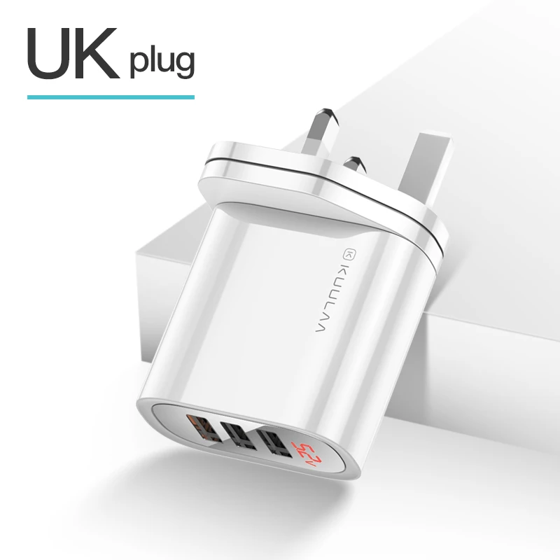 UK White KUULAA Quick Charge 3,0 USB зарядное устройство 30 Вт QC3.0 QC Быстрая зарядка мульти разъем зарядное устройство для мобильного телефона для iPhone samsung Xiaomi huawei - Тип штекера: UK White