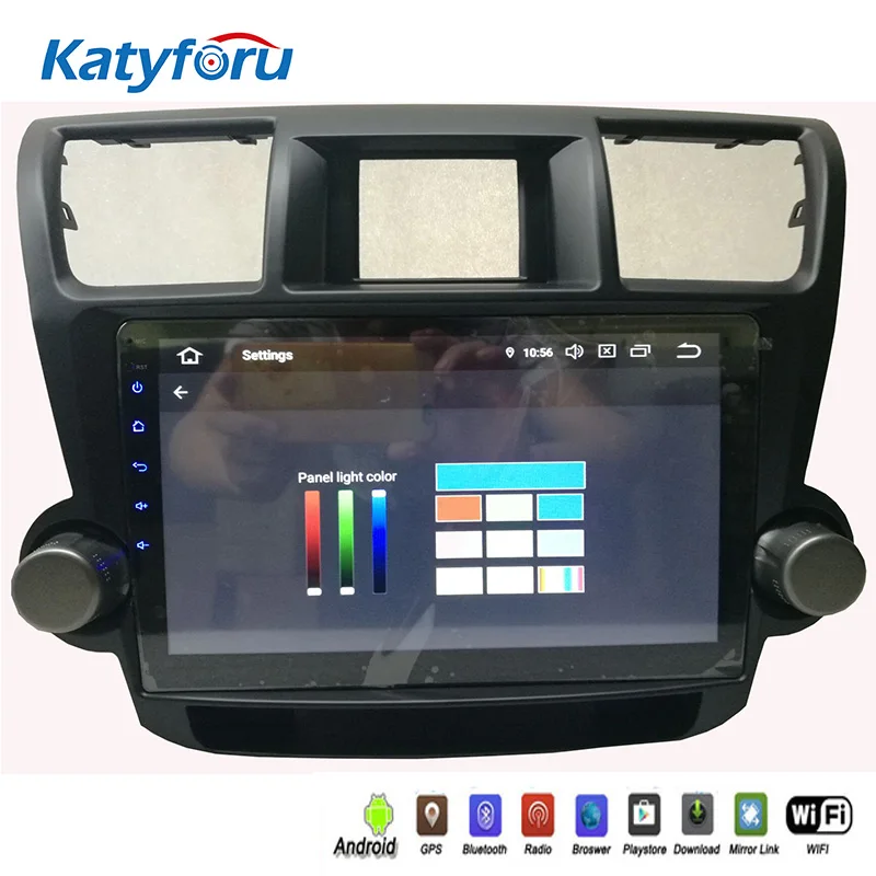 

Android 9.0 car radio with gps for Toyota highlander 2009 with 4G wifi Rockchip PX5 Octa-Core 4g ram 32g flash steering wheel