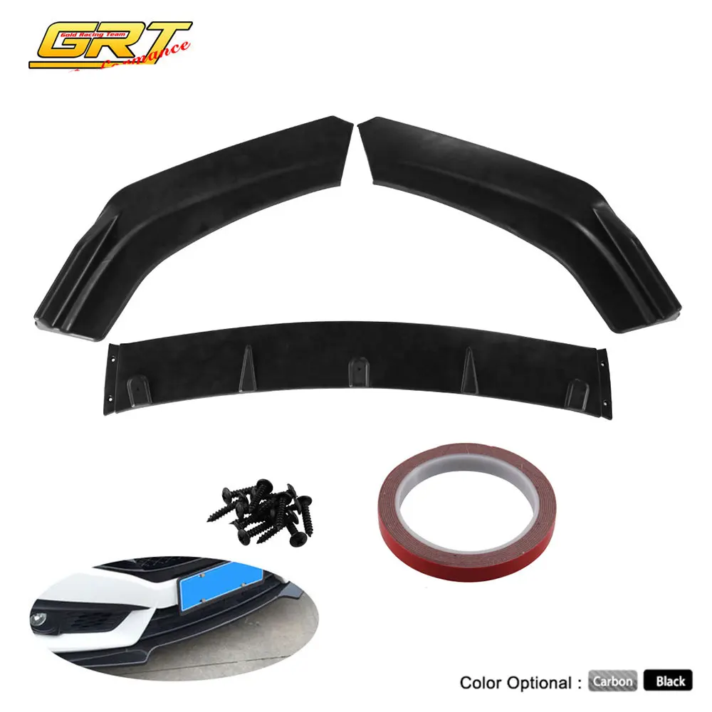 3 шт. карбоновый передний бампер для губ комплект спойлер для Honda Civic Sedan 4Dr SSW021