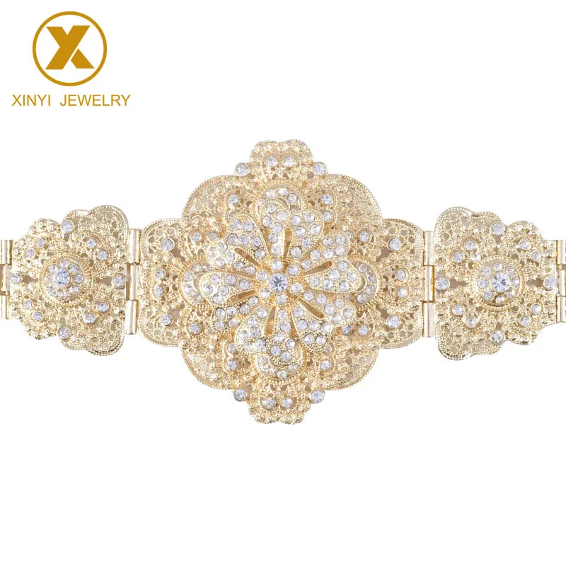 Turkish style retro royal men and women common court carved flowers metal jewelry belt
