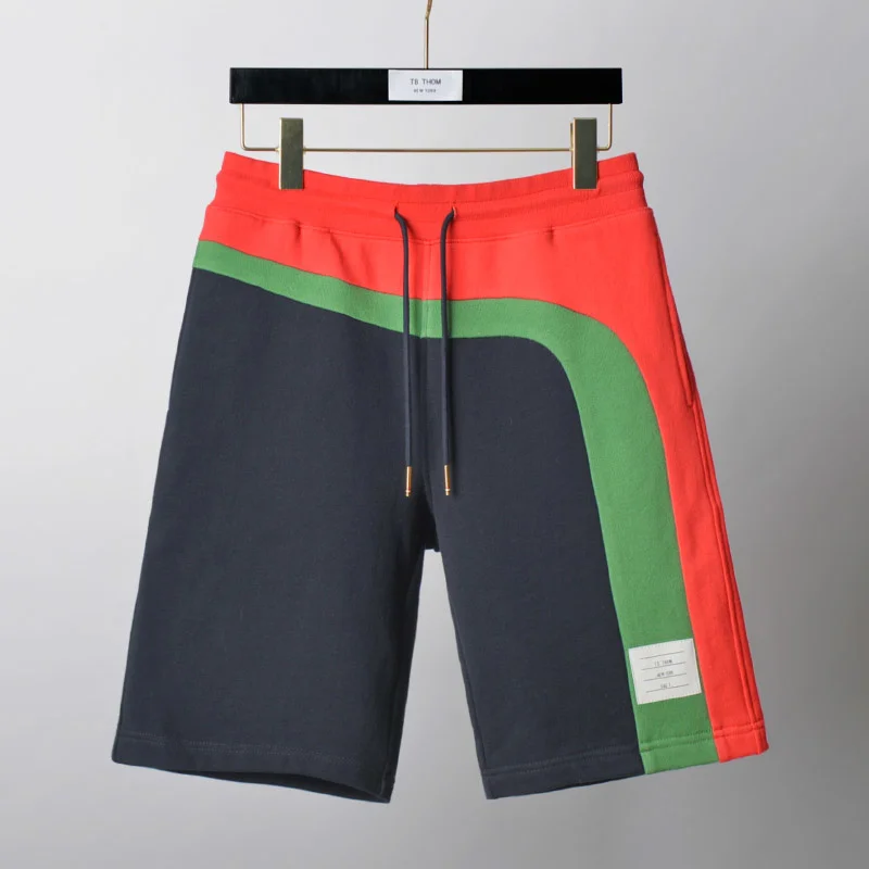 

Модные брендовые повседневные шорты TB 2021 для мужчин и женщин, летние спортивные шорты со вставками, спортивный костюм в стиле пэчворк, шорты...