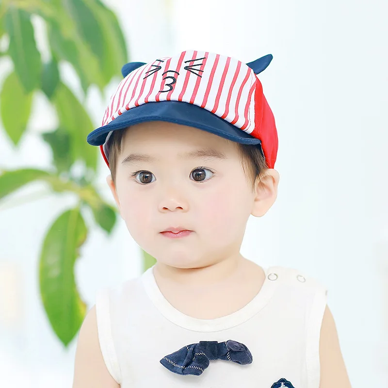 

Spring And Autumn Cartoon Baby Fisherman Hat Cute Striped Expression Short Brim Baby Peaked Cap Casual Sports Baseball Cap