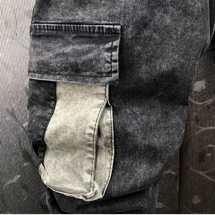 Джоггеры Idopy мужские джинсовые карманы карго много карманов облегающие джоггеры
