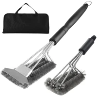 kitchen accessories bbq grill barbecue kit cleaning brush stainless steel cooking tools wire bristles triangle cleaning brushes