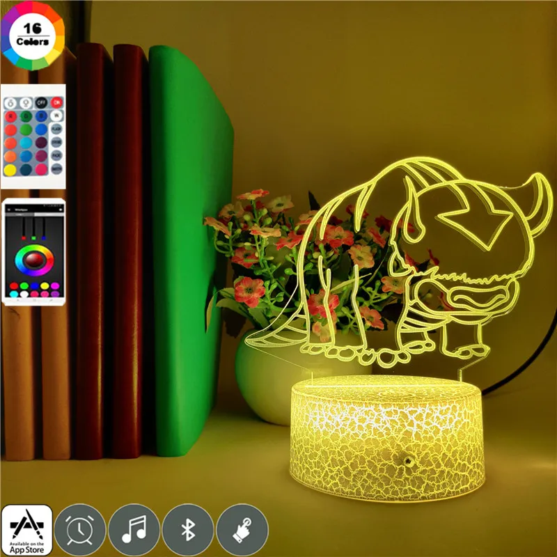 

Golden Calf 3D Led Nightlight Bedroom Decoration Children Kids Gifts 7 Color Changing Visual Cattle Animal Clock Base Table Lamp