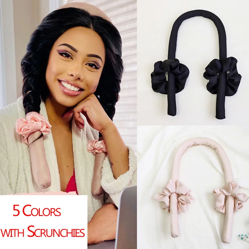 

2021 New Slik Satin Heatless Hair Curler Headband for Women Hair Wrap Curling Ribbon Girls Scrunchies Headwear Hair Accessories