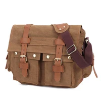 14inch travel satchel business mens messenger bag vintage canvas military shoulder laptop bags for men male laptop briefcases