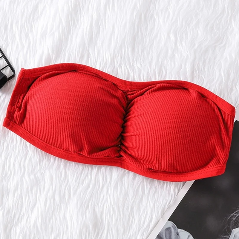 

Strapless Women Tube Top Sexy Bra Cropped Chest Invisible Women Seamless Underwear Sexy Lingerie Wireless Padded Bandeau Top