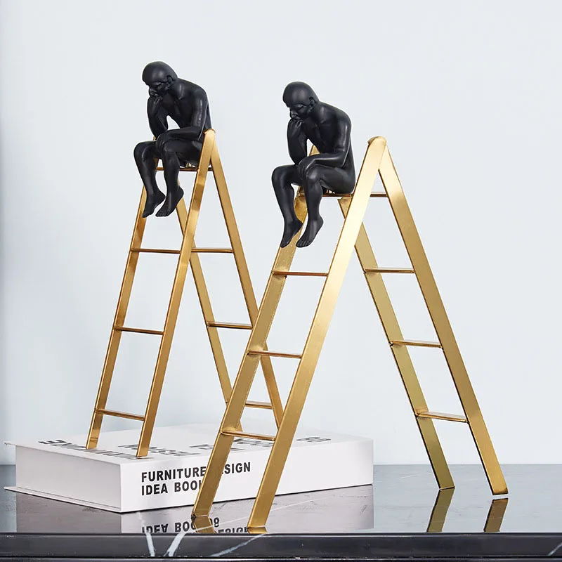 

Abstract Ladder Thinker Character Figures Home Decor Decorative Figurines for Living Room Office Study Decorative Crafts gift