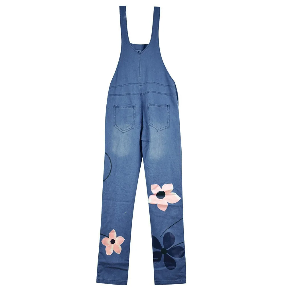 

Denim Overalls Jumpsuits For Women's 2021 NEW Fashion Printed Button Casual Cowboy Sexy Long Romper Regular Bib Pants