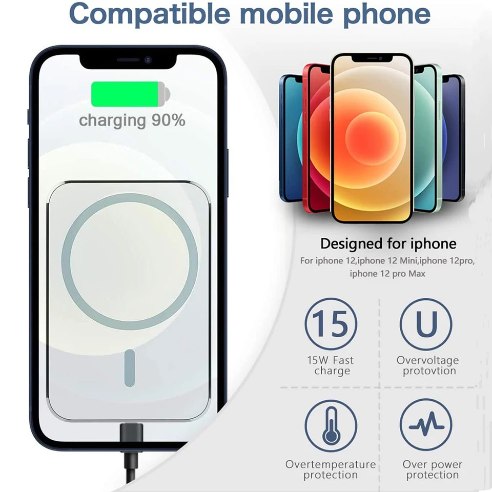 

15W Magnetic Wireless Car Charger Mount for iPhone 12 Pro Max Mini Fast Charging Wireless Charger Car Air Vent Phone Holder