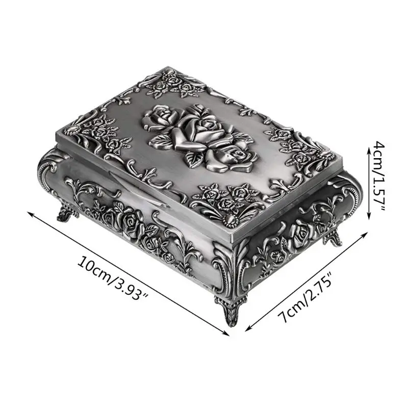 

Vintage Metal Jewelry Box Trinket Jewelry Storage for Rings Earrings Jewerly Storage Box