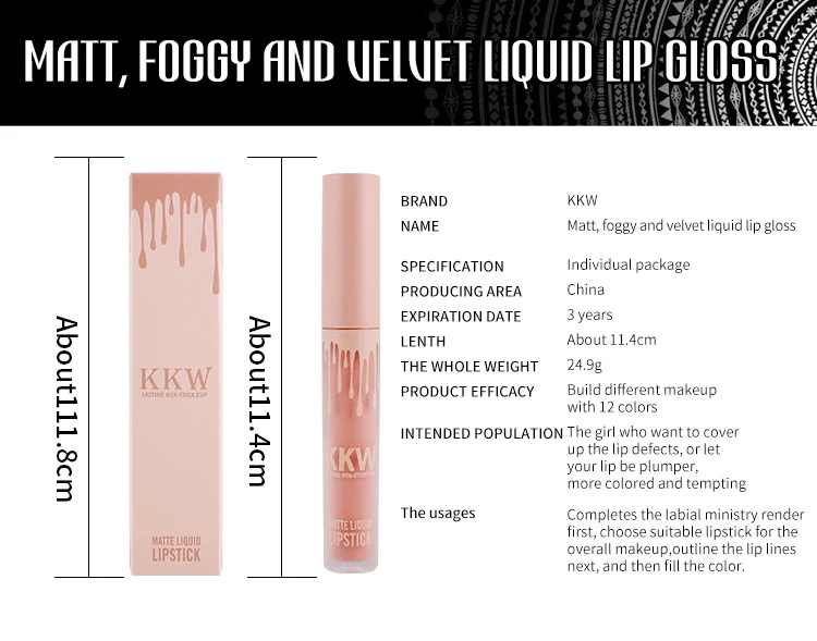 4 шт./компл. набор из помад жидкая матовая губная помада водонепроницаемый Kilie