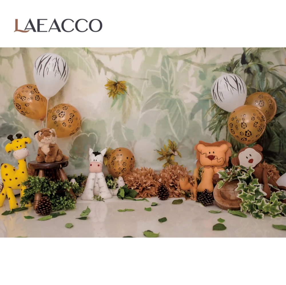 

Laeacco весенний цветок Шары диких животных сафари на день рождения фон для фото на вечеринке фон для фотосъемки фотосессия Фотостудия