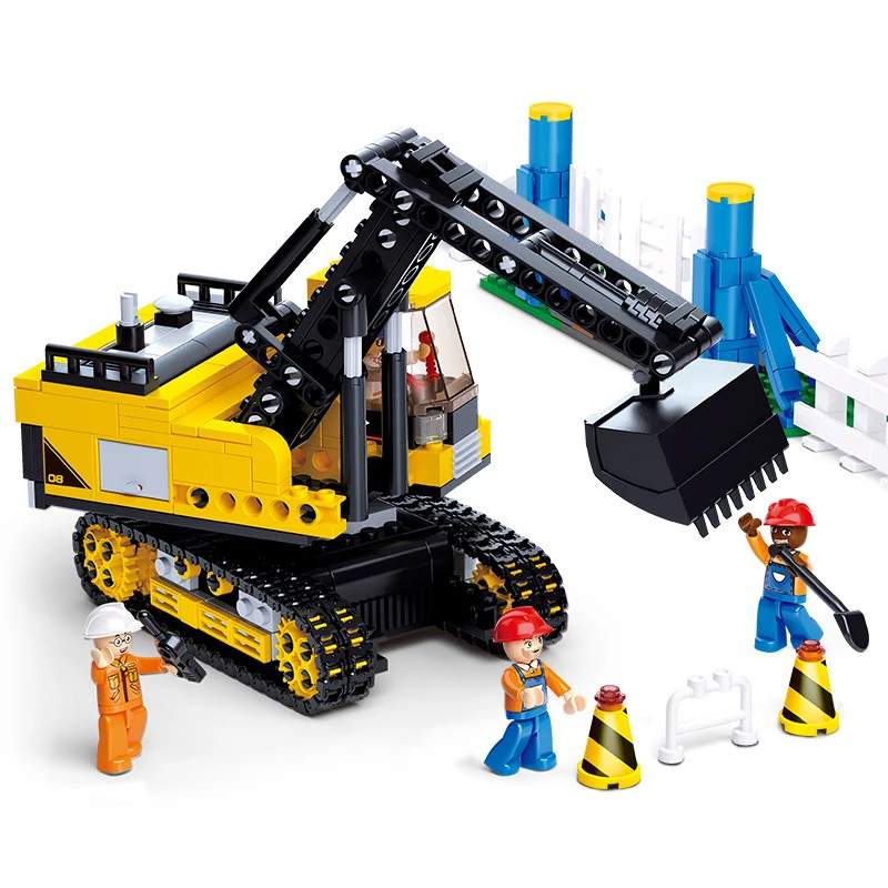 

SLUBAN Engineering Track Excavator City Construction Truck Building Blocks Bricks Set Classic Model Kids Toys For Children Gift