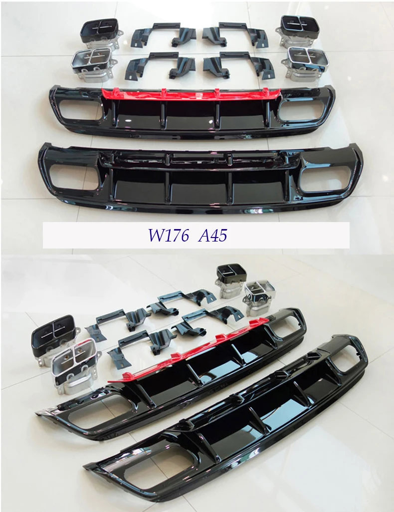 Задний бампер подходит для benz W176 Sport Edition A180 A200 2013 2019 A45 style Diffuser + наконечник из