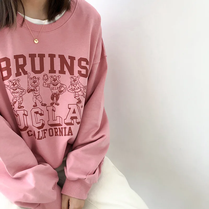 

Printed Long Sleeve Ladies Hoodies Casual O-Neck Harajuku Letter Women Sweatshirt 2020 Autumn Pullovers Women Hoodies