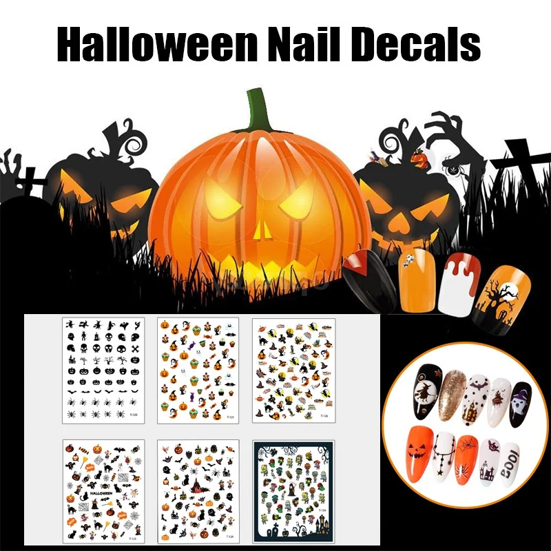 

Halloween Nail Art Sticker Pumpkin Skull Waterproof Nail Decoration Nail Art DIY Stickers