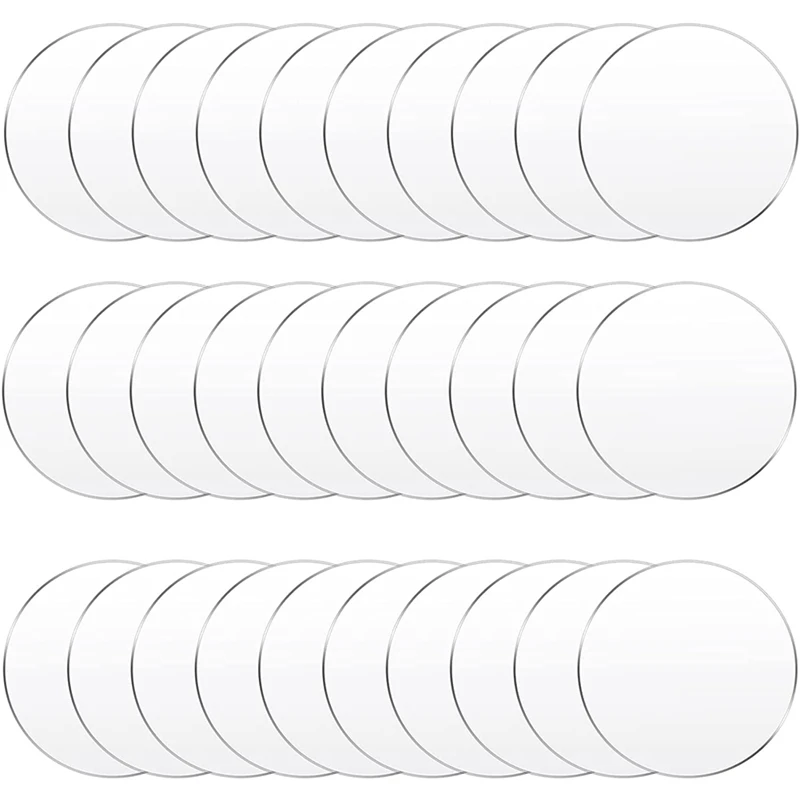 

30 Pieces of Transparent Acrylic Circle for Art Projects and DIY Beverage or Furniture Protection