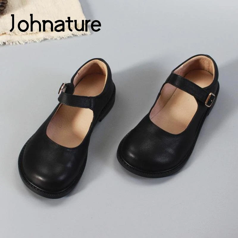 

Женские туфли из натуральной кожи Johnature, туфли-лодочки ручной работы на платформе и каблуке, с ремешком и пряжкой, в стиле ретро, для весны и о...