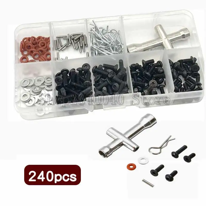 

M3 Flat Head Screws Flat Washer with Hexagon Wrench 240pcs/set Special Repair Tool Kit For 1/10 HSP RC Car Accessories