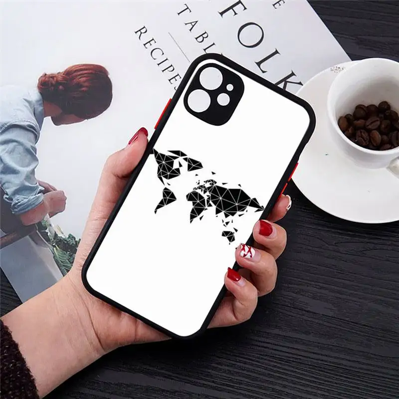

world map Airplane earth Phone Case Matte Transparent for iPhone 7 8 11 12 s mini pro X XS XR MAX Plus cover funda