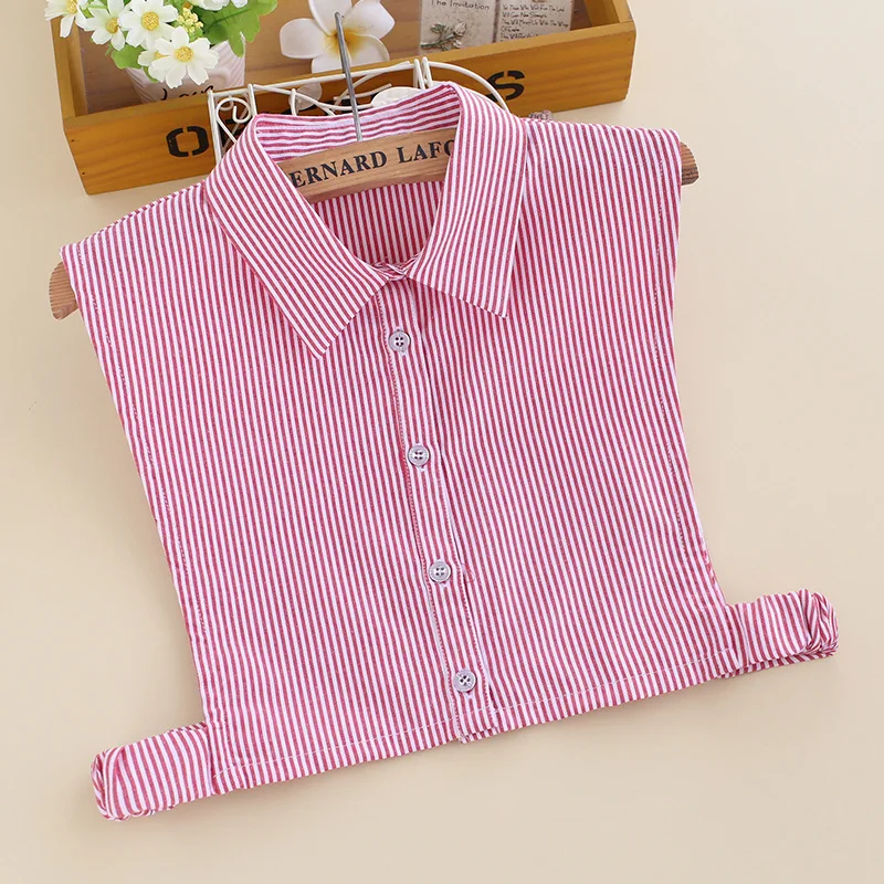 

Корейский женский ложный воротник, полосатый красный съемный отворот, съемный воротник, полурубашка, блузка, женский свитер, ложные воротники