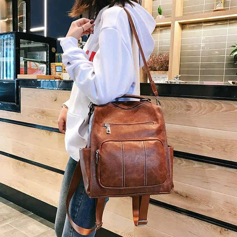 Женские рюкзаки из искусственной кожи сумка для колледжа винтажные женские