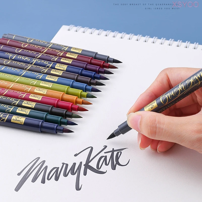 0 7 мм 2 12 цветов Ручка кисть для каллиграфии набор микрон иглы Маркеры рисования