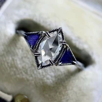 vintage blue horseeye zirconia rings for women necessary accessories for nightclubsbars personality wild fashion jewelry rings
