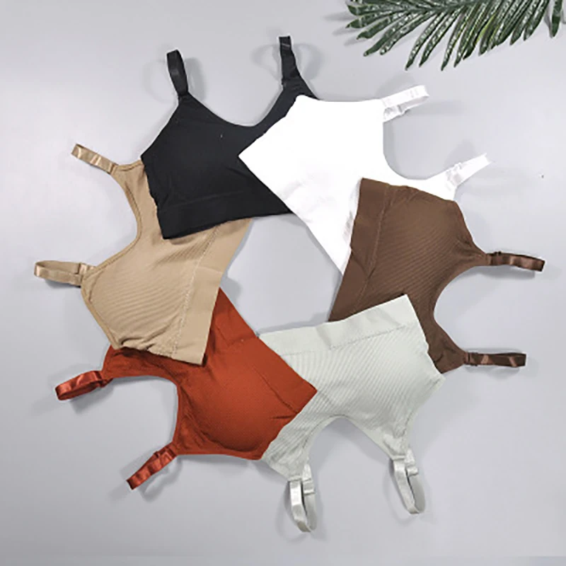

Sports Underwear Thread-wrapped Chest Beautiful Back Strap No Steel Ring Bra Gathered Shockproof Tube Top Girl's Anti-glare