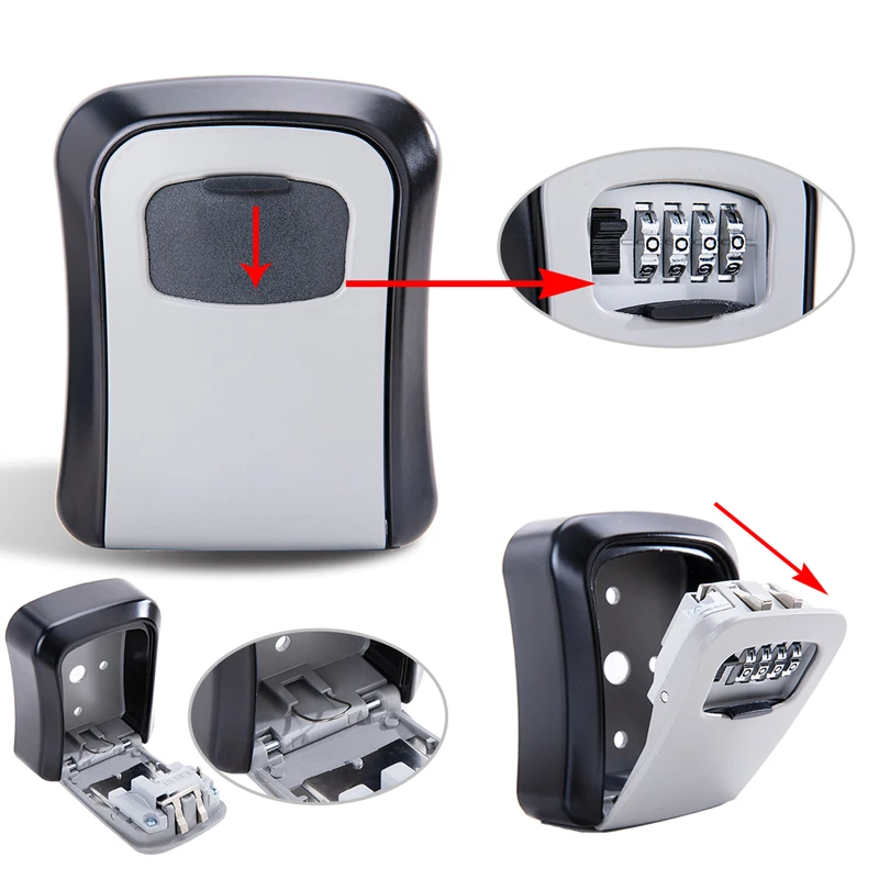 

Key Safe Box Outdoor Wall Mount Combination Password Lock Weatherproof Hidden Keys Storage Box Security Safes For Home Office