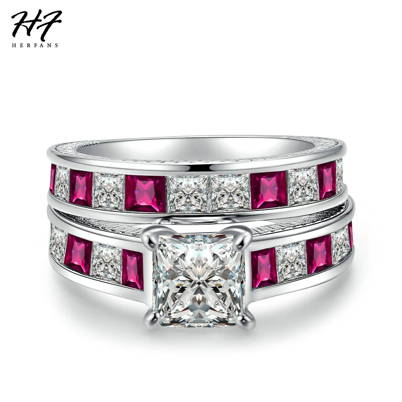 Роскошный модный чехол из белого золота Цвет 2 шт. кольцо наборы для ухода за