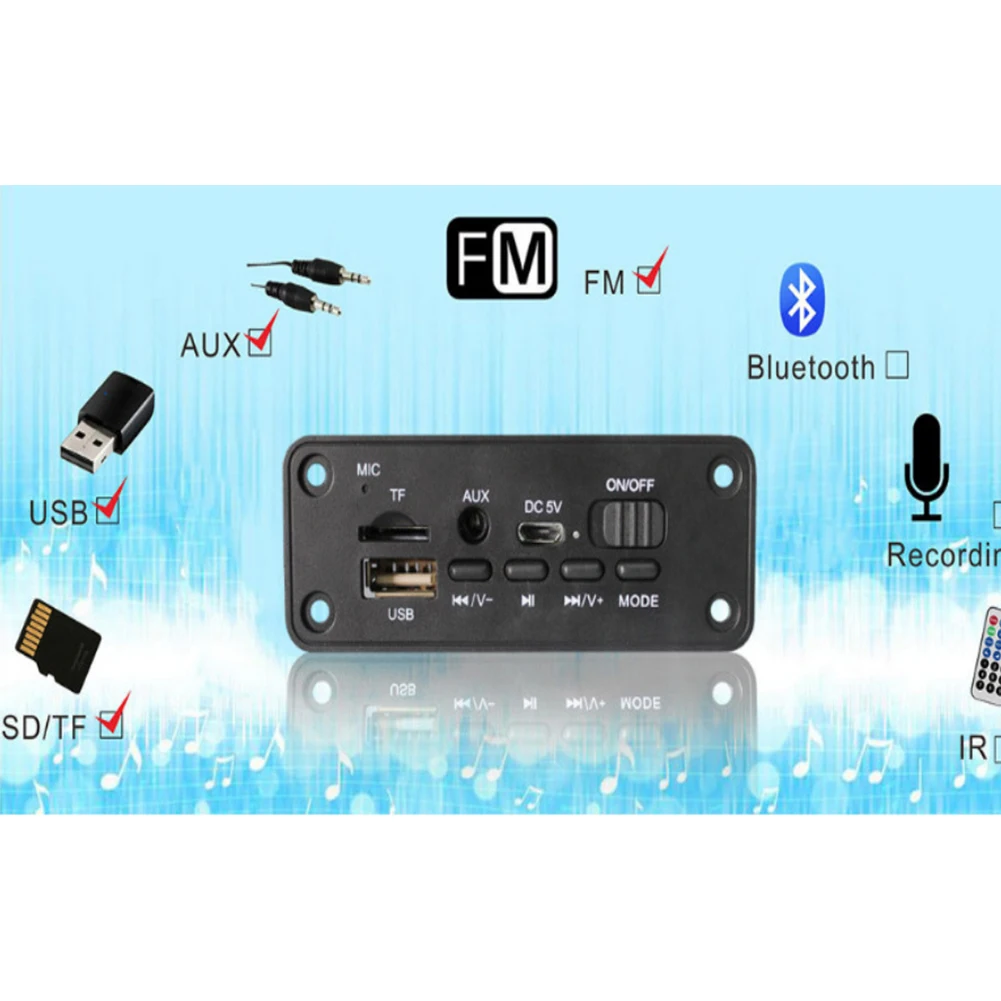 Многофункциональный декодер WAV с усилителем аудио USB интерфейс модуль Bluetooth MP3 Двойное декодирование портативный 2x 3W автомобиля Aux