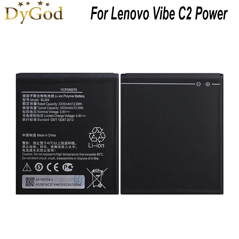 

DyGod 3500mAh BL264 Battery for Lenovo Vibe C2 Power High Quality mobile phone Battery