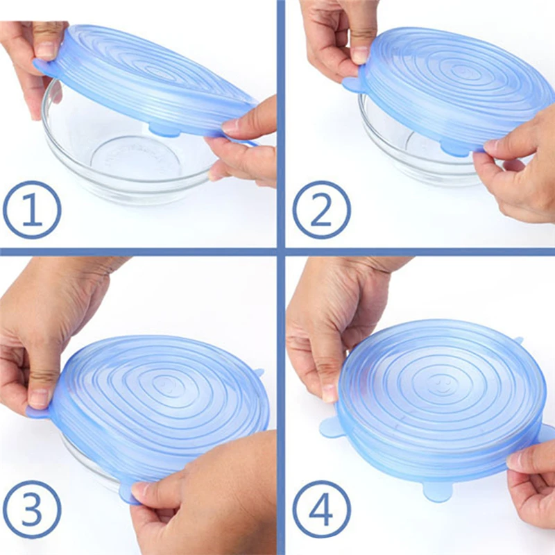 6 шт./компл. Универсальный пищевой силиконовый чехол силиконовые растягивающиеся