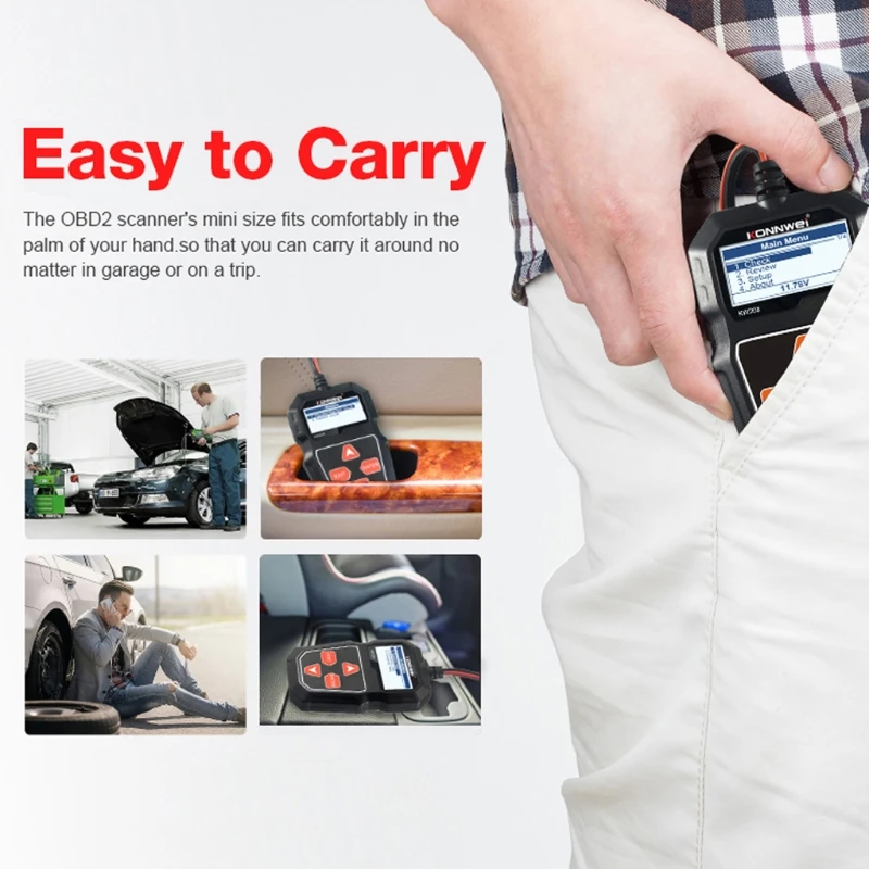 

KW208 Car Battery Tester Charger Analyzer 12V 100-2000CCA Charging System Test Automotive Battery Capacity Tester