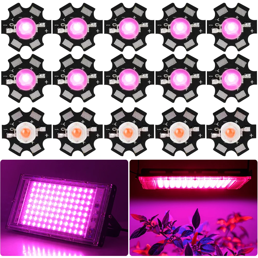 

1W/3W High Power Full Spectrum Plant LED Chip Bulb 280-350mA/700mA Flower Growth COB Light Beads Garden Super Bright Phyto Lamp