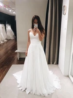 elegant sweetheart neck long beach wedding dresses white ivory sleeveless chiffon simple bridal gown 2019 new vestido de noiva