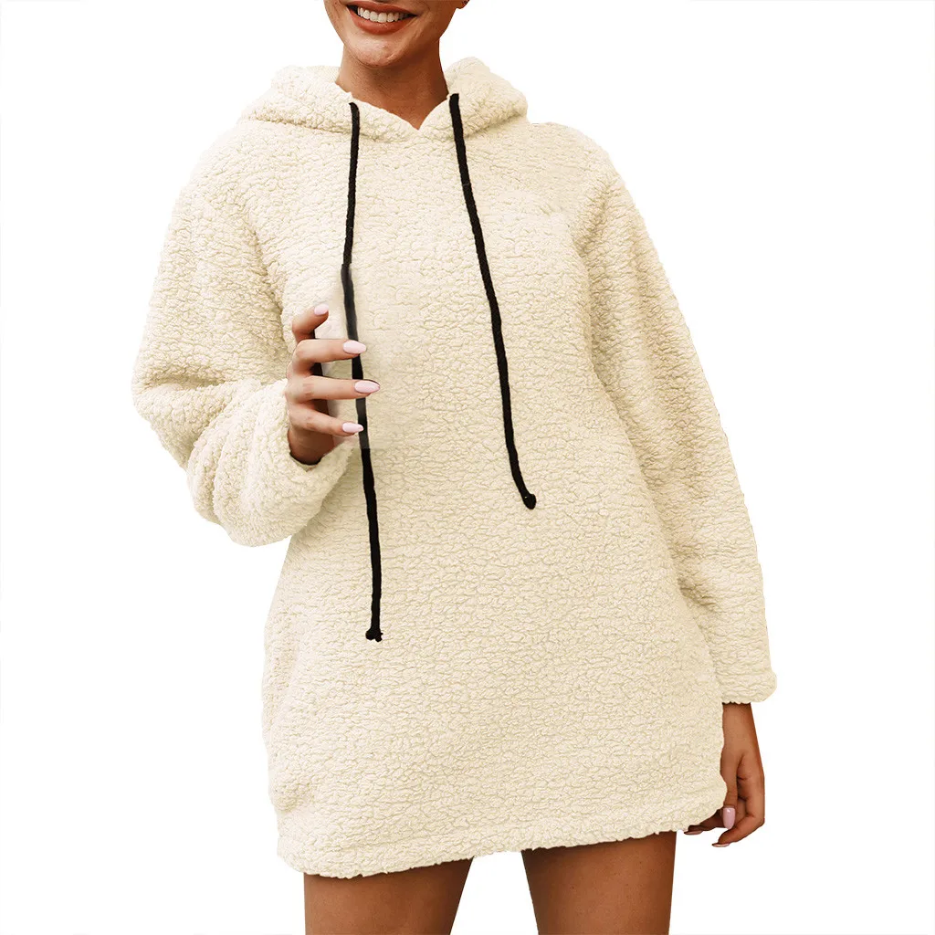 2019 женские зимние толстовки с капюшоном теплые длинным рукавом из